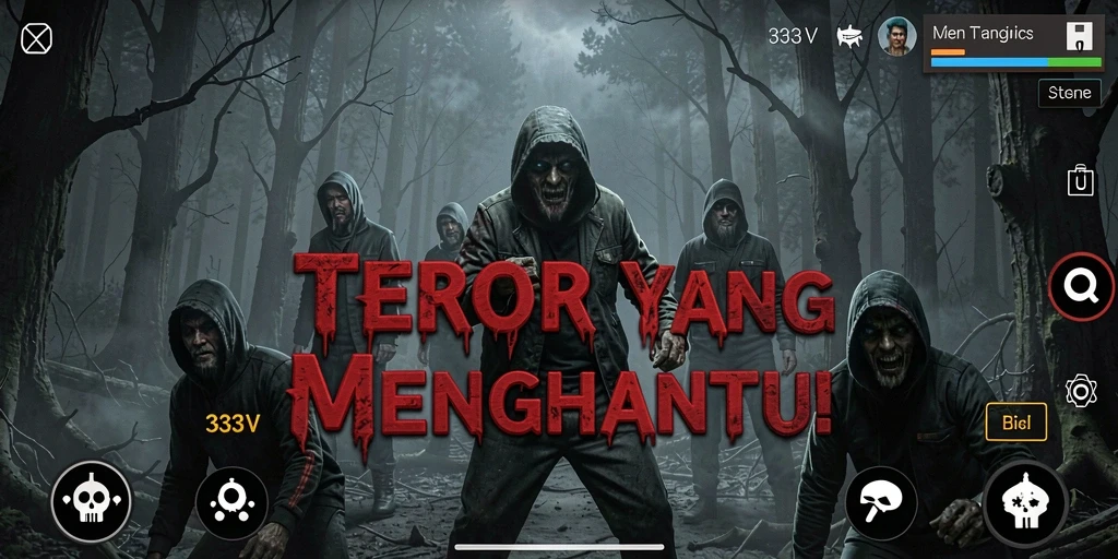 Screenshot gameplay 333V dengan suasana mencekam.