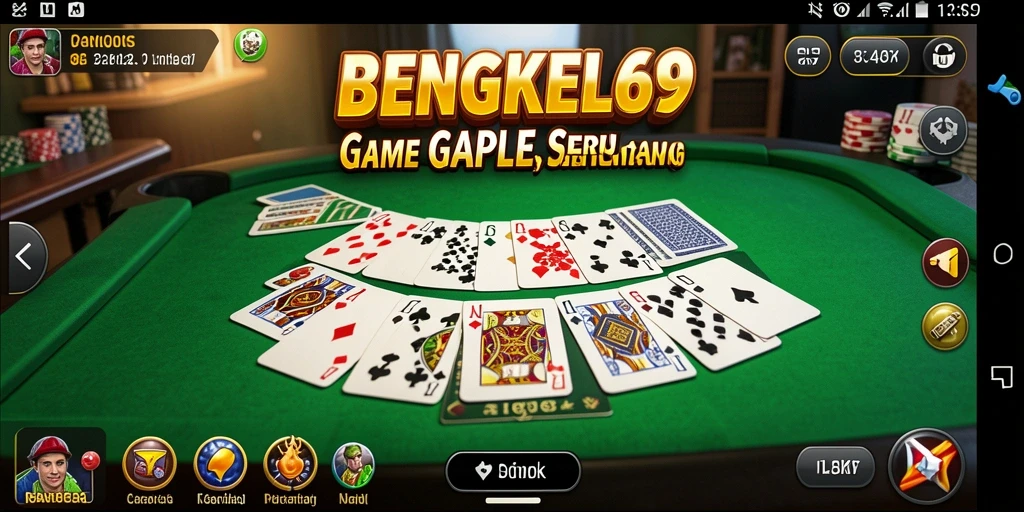 Screenshot utama BENGKEL69 menampilkan permainan Gaple yang seru dan interaktif.