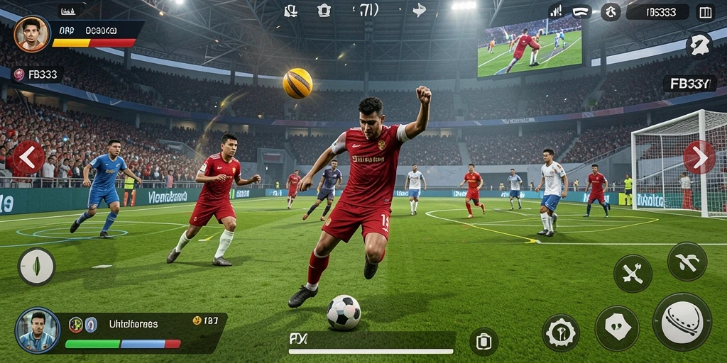 Tampilan screenshot FB333 menampilkan aksi seru di lapangan olahraga.