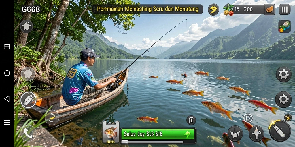 Screenshot gameplay G668 menampilkan pengalaman memancing yang menarik dan realistis.