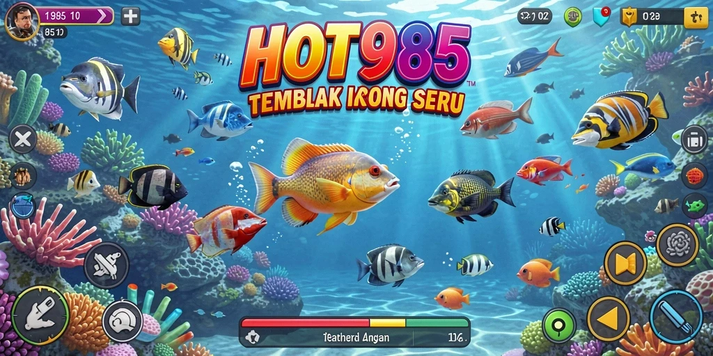 Tampilan menarik dari game Tembak Ikan HOT985 dengan aksi mengetuk ikan.