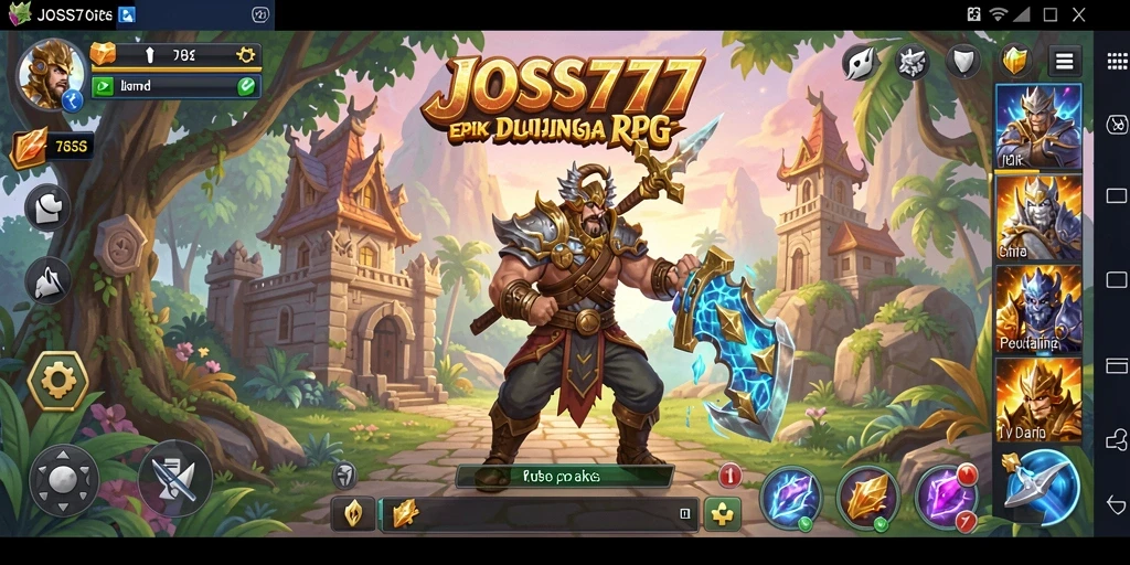 Tampilan gameplay <strong>JOSS777</strong> dengan karakter dan dunia RPG yang menawan.