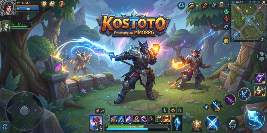 Screenshot KOSTOTO menunjukkan grafik menawan dan aksi seru gameplay MMORPG.