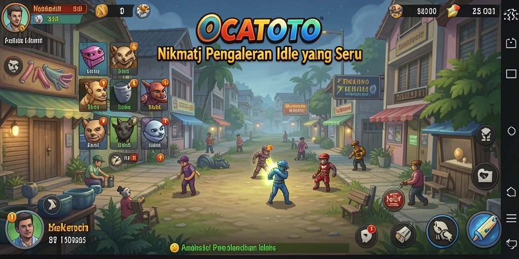 Screenshot gameplay OCATOTO dengan karakter-karakter lucu.