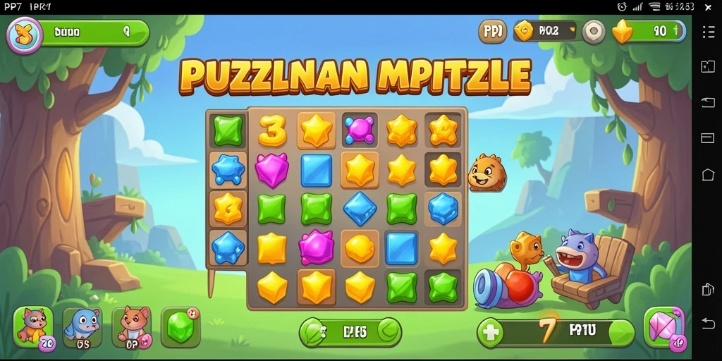 Tangkapan layar utama PP7 menampilkan gameplay yang menantang dan colorful.