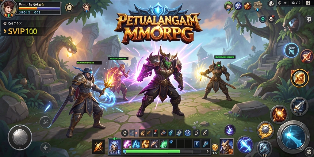 Tampilan gameplay epik dalam dunia petualangan MMORPG.