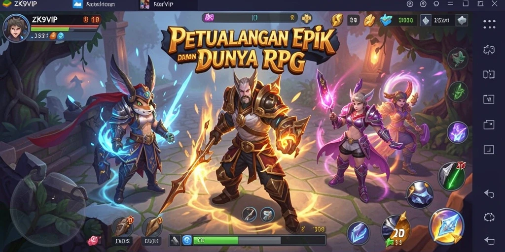 Screenshot gameplay ZK9VIP menampilkan aksi petualangan seru di dunia RPG.